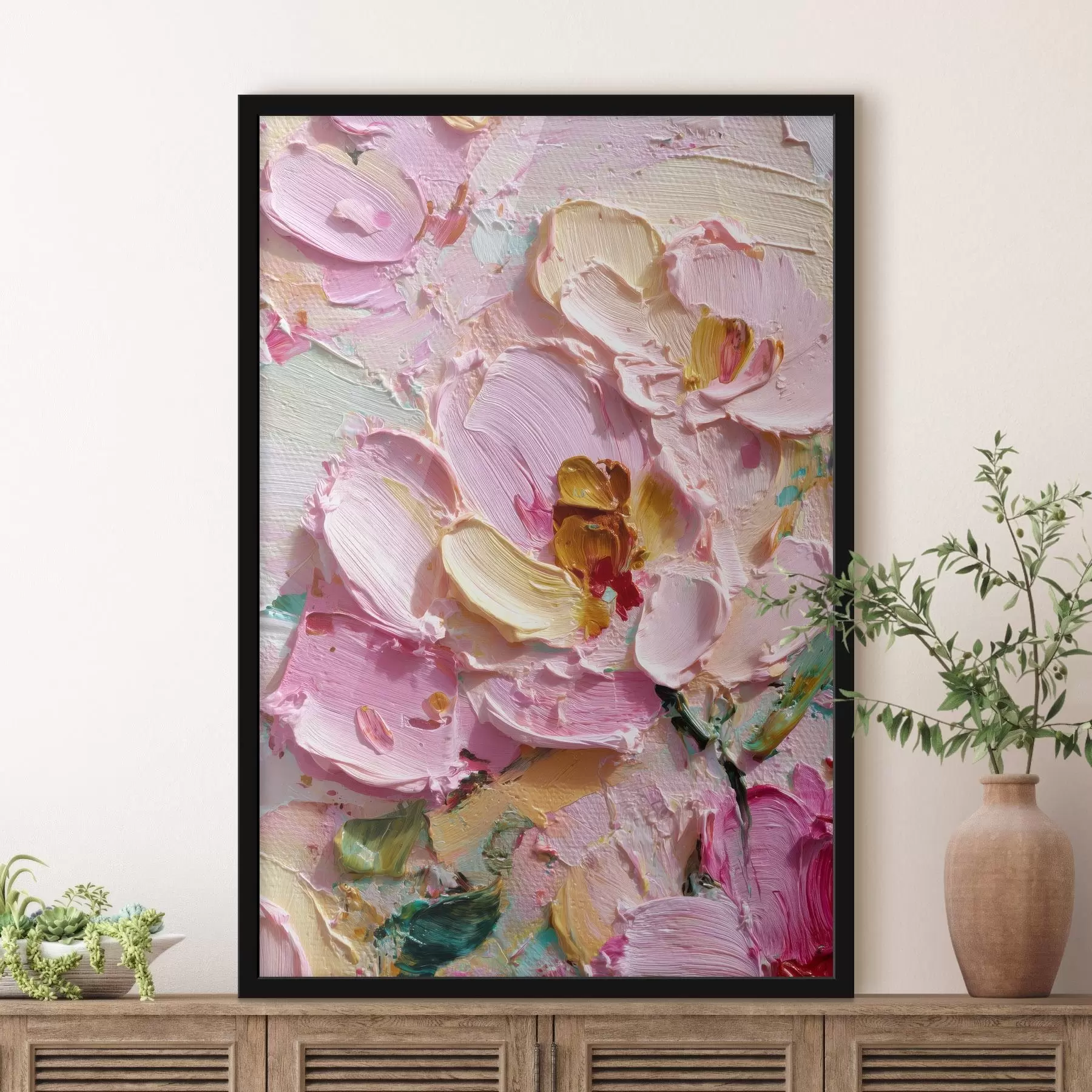 Paveikslėlis Rožinės magnolijos: tekstūrinė tapyba su erdviniais potėpiais f45249