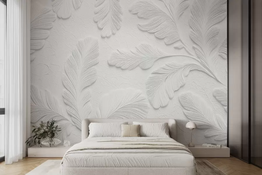 Fototapetai Pilkos spalvos reljefiniai lapai su įtrūkusios tekstūros efektu w09309v1