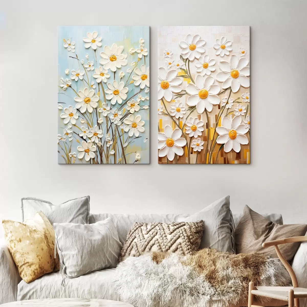 Paveikslėlis Saulėtos gėlės: meno duetas su tūriniais margučiais ir geltonais akcentais m00580