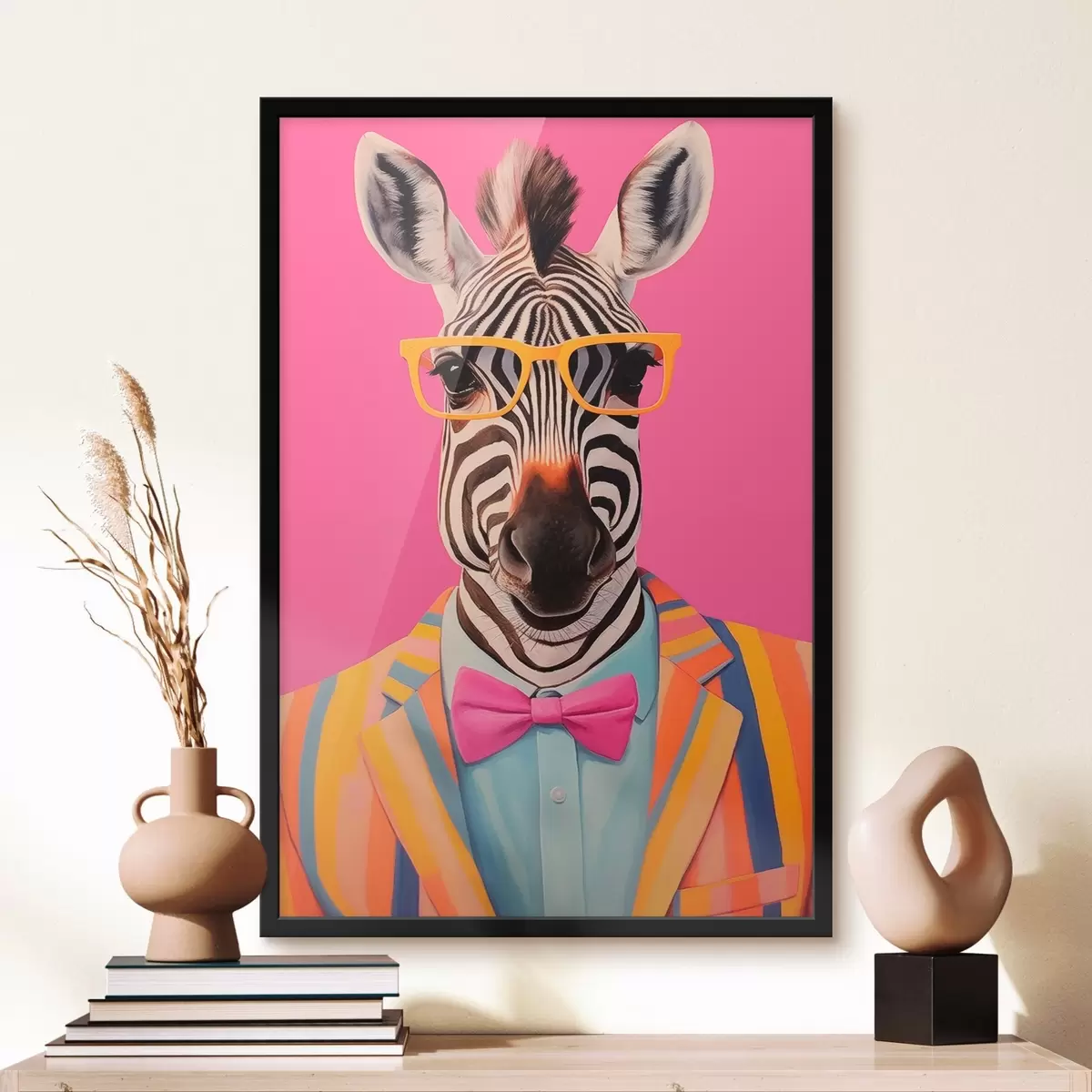 Plakatas Zebras su kostiumu ir akiniais f45307