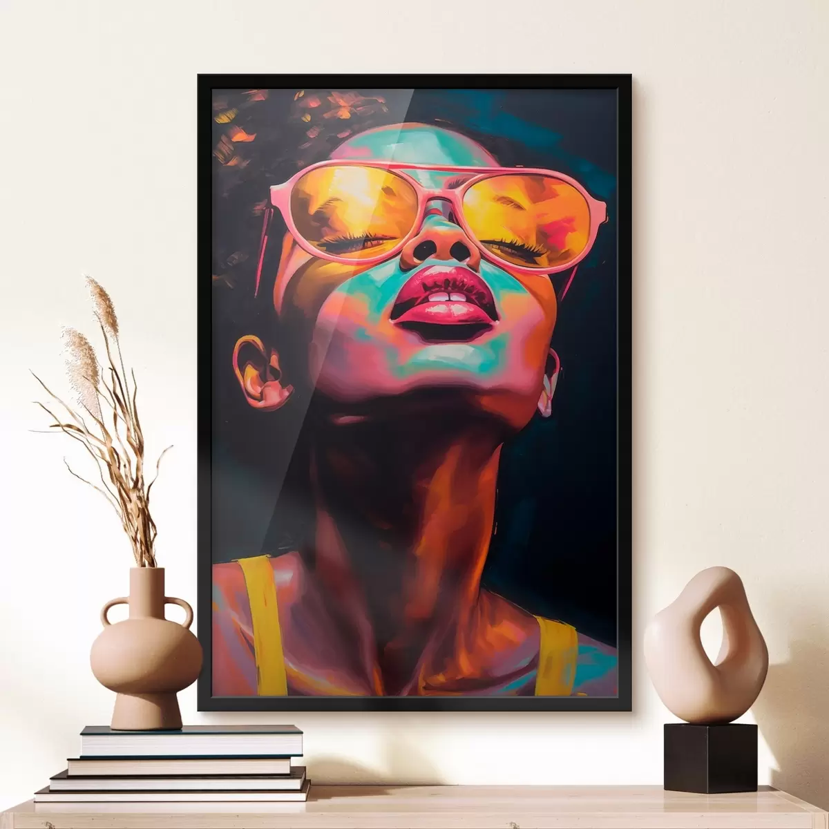 Plakatas Moteris su geltonais akiniais f45311