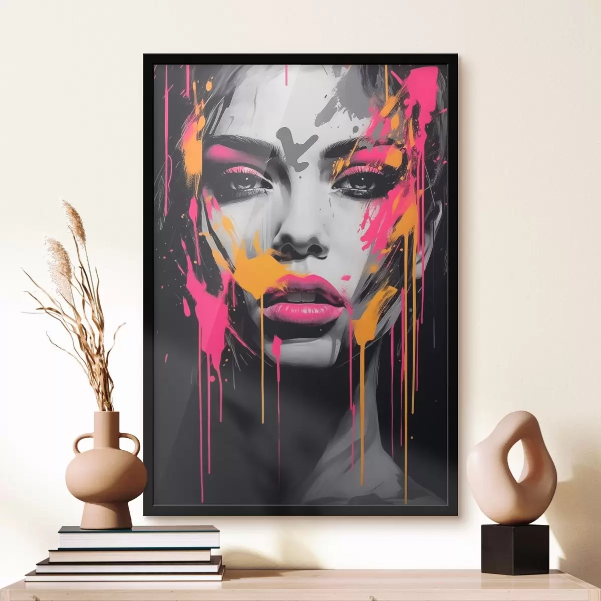 Plakatas Moters portretas su dažais f45318