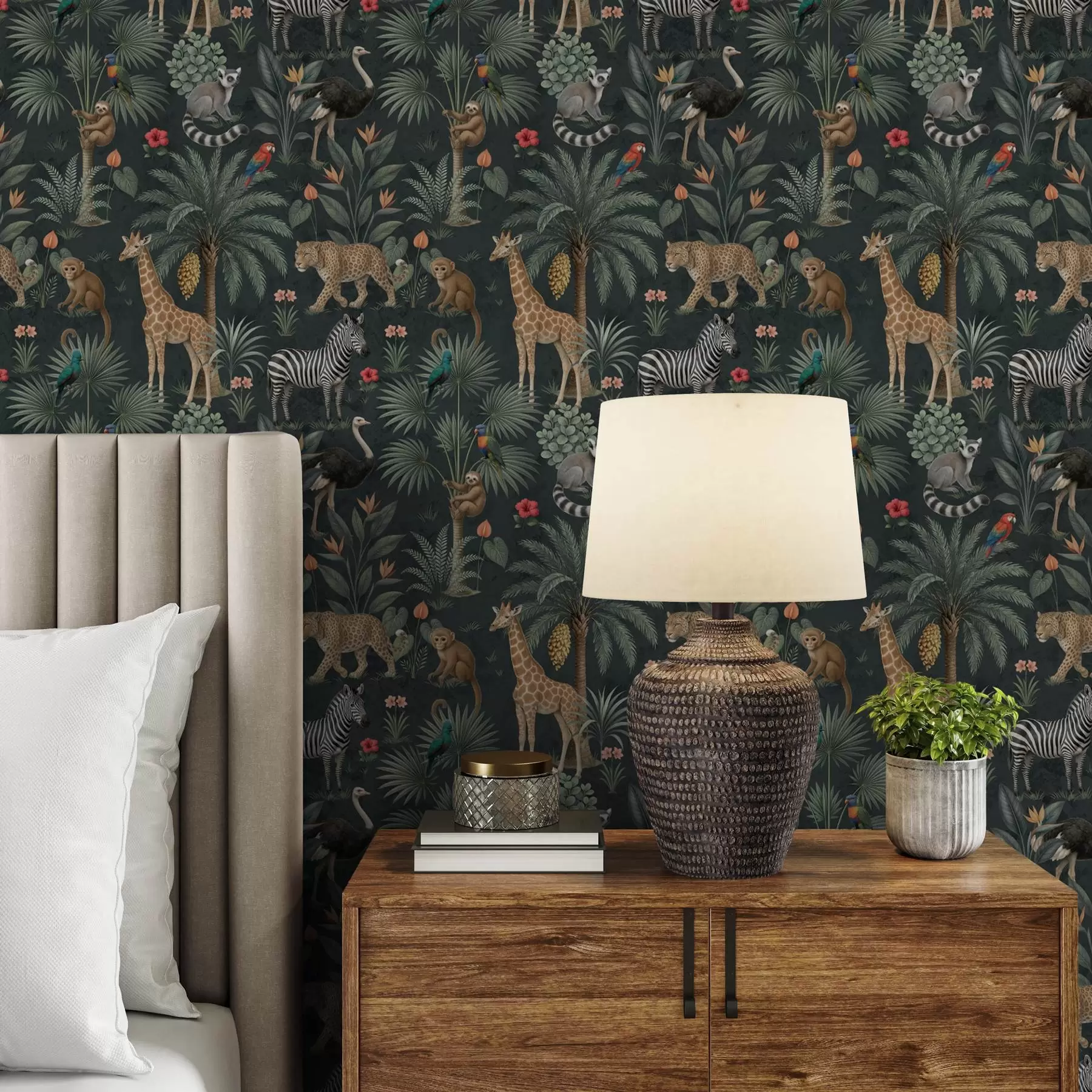 Fototapetai Tikroviški atogrąžų gyvūnai tarp augalų a00427