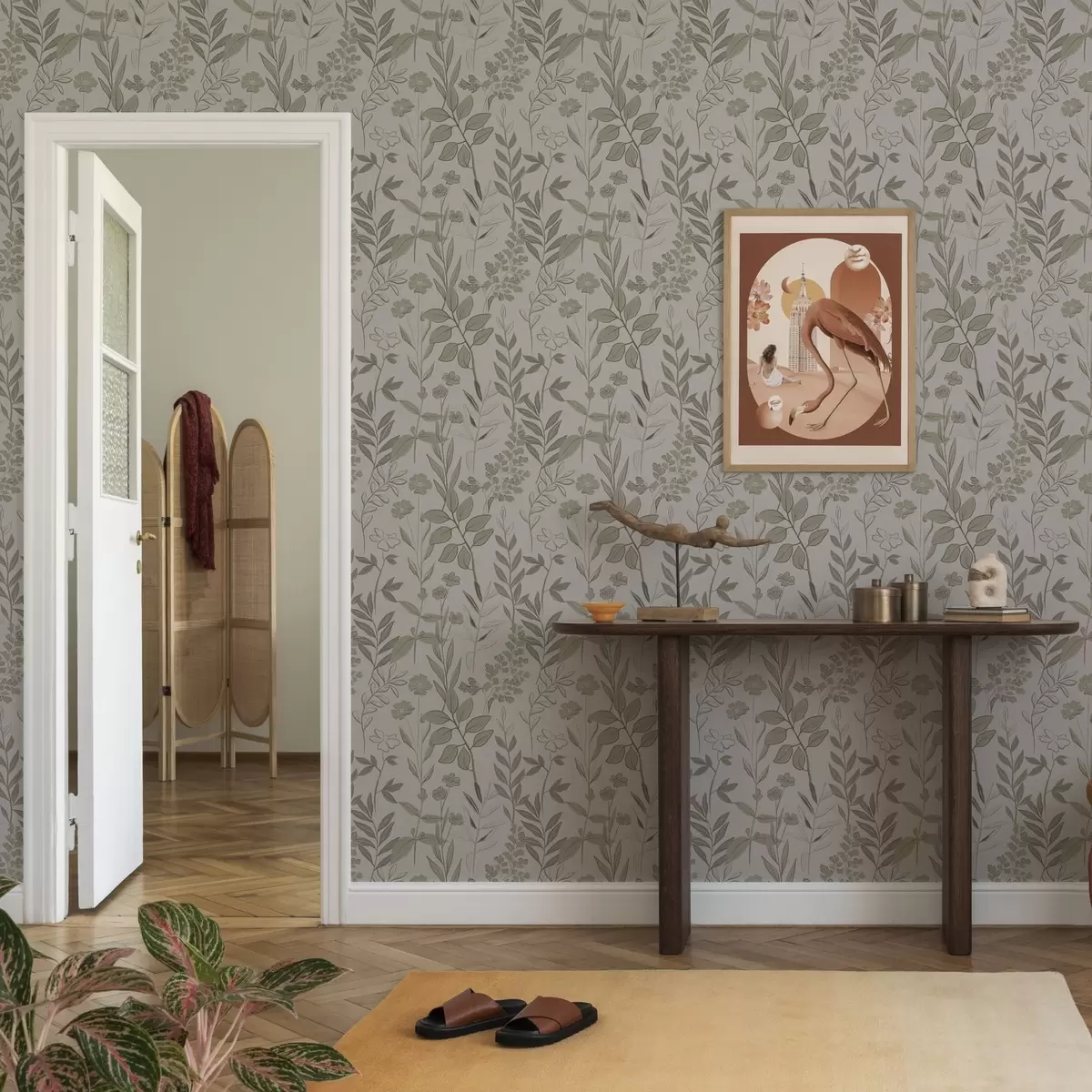 Tapetai Natūralių tonų laukinių gėlių eskizai a00432