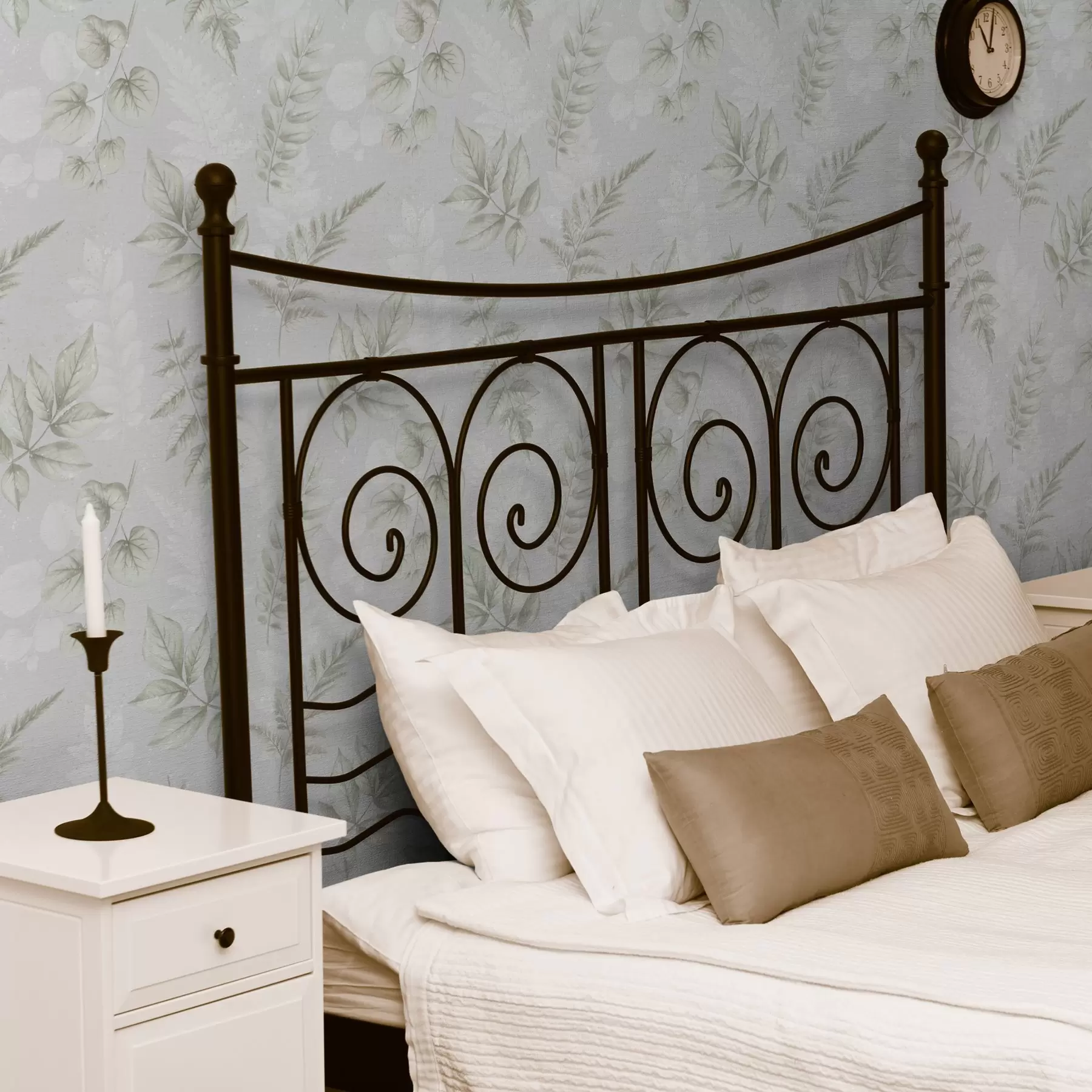 Fototapetai Šviesūs akvarelės lapai su purslų efektu pilkame fone a00446