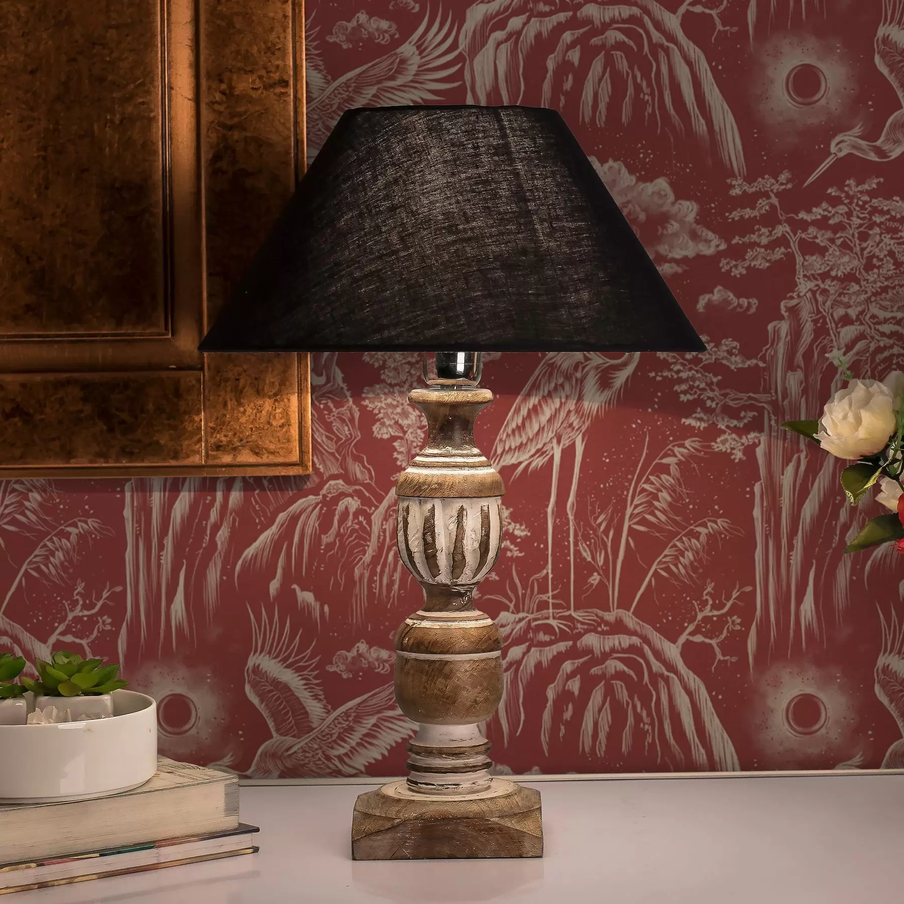 Fototapetai Japonų graviūros stiliaus garniai, kalnai ir debesys a00458