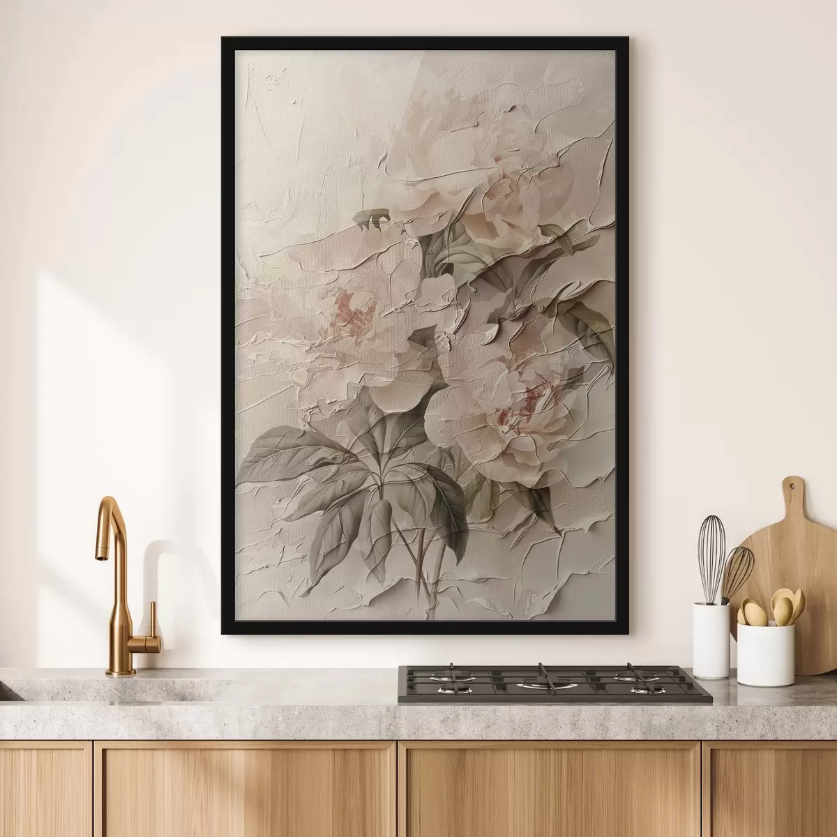 Plakatas Gausi bijūnų puokštė akvarelės stiliumi šviesiame fone f45336