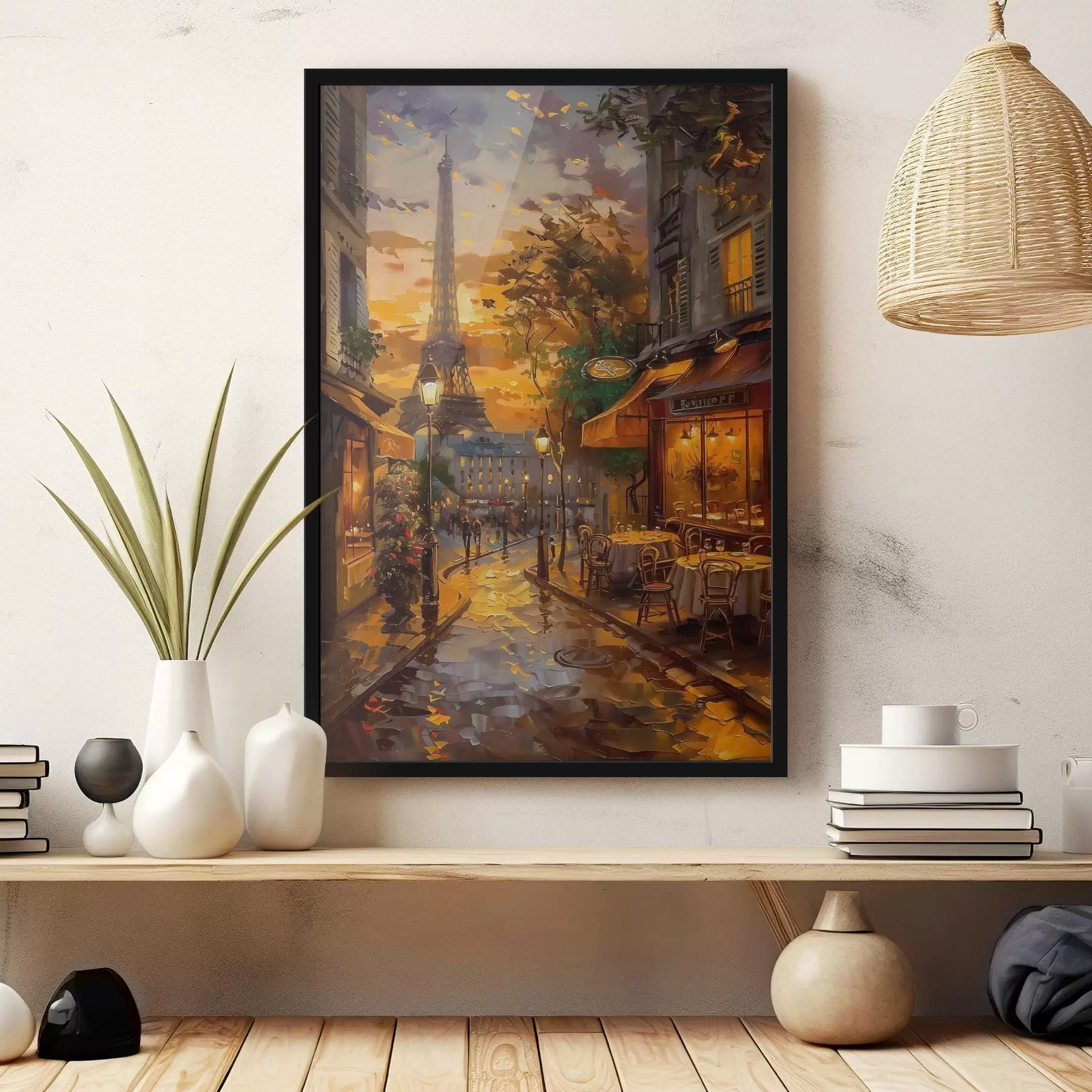 Fototapetai Paryžiaus gatvė, aliejinės tapybos efektas f45340