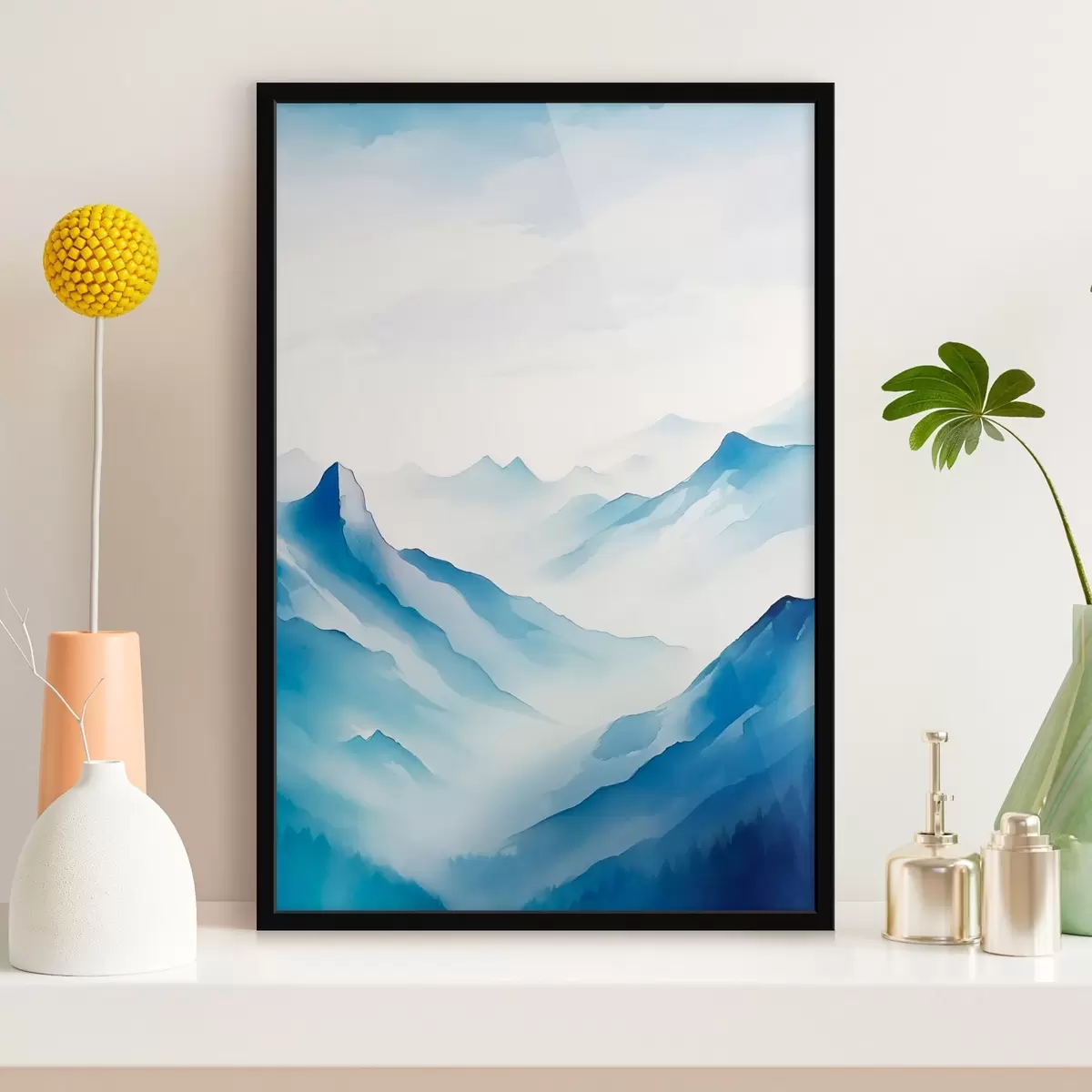 Plakatas Kalnų masyvai rūke Geometrija f45445