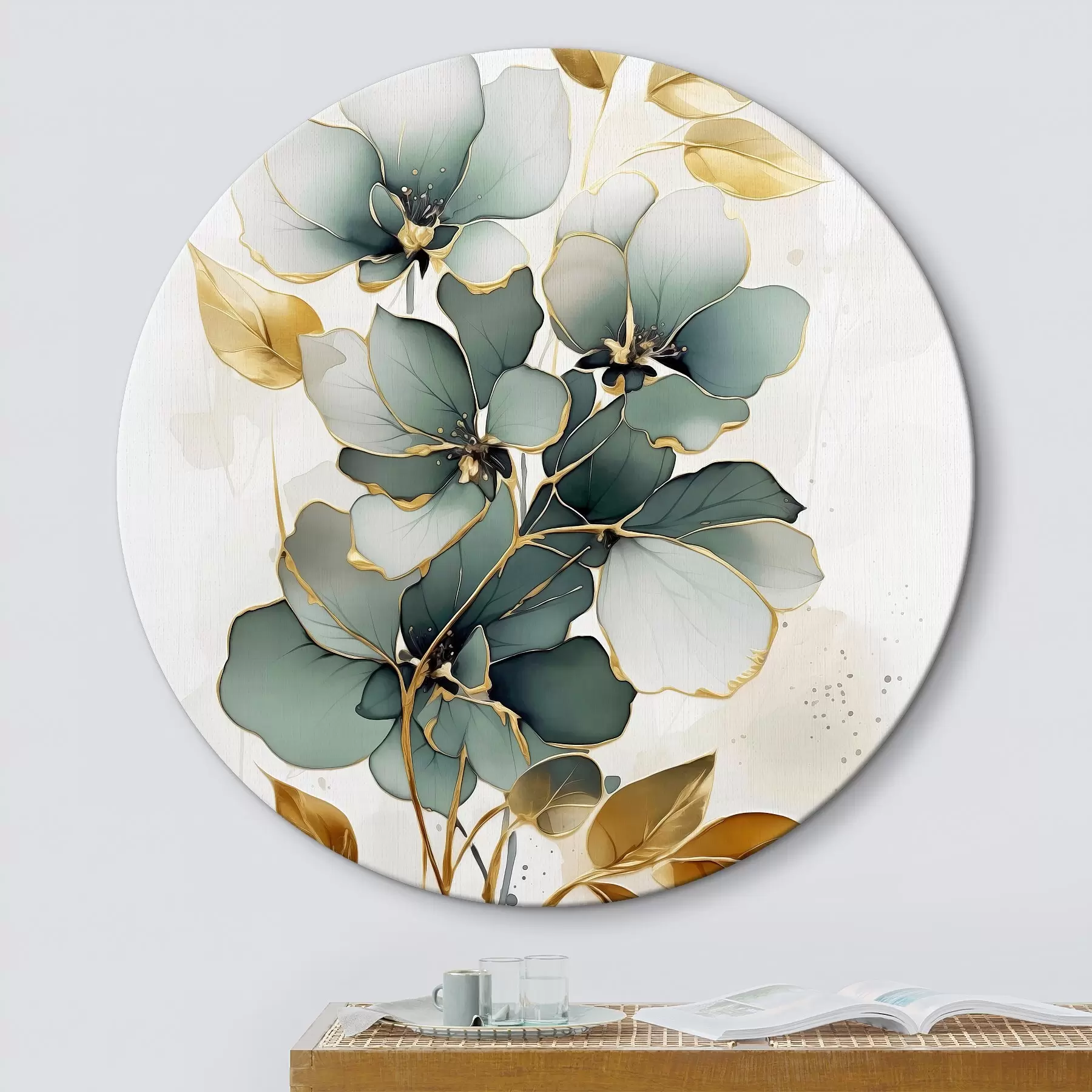 Paveikslėlis Abstrakti šaka su gėlėmis ir lapais r45367