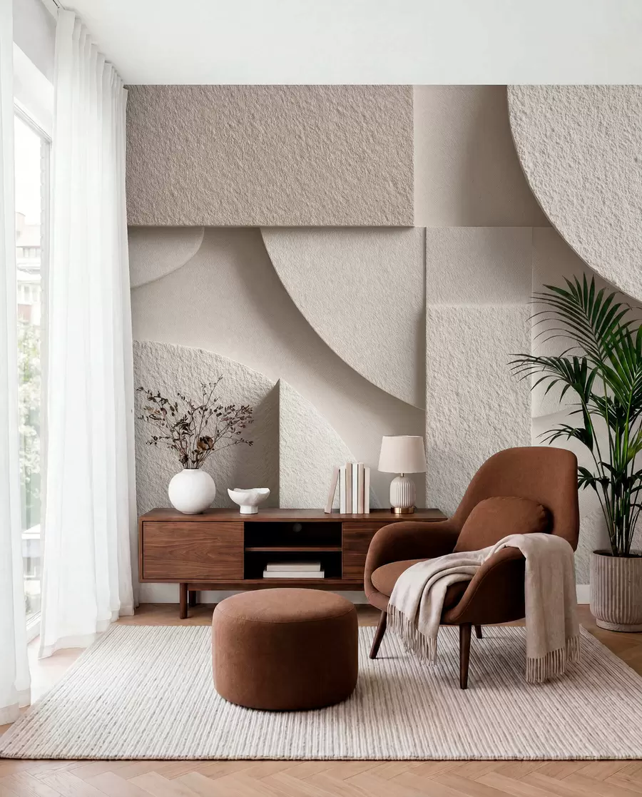 Fototapetai Abstrakti smėlio spalvos geometrinių figūrų kompozicija w04395