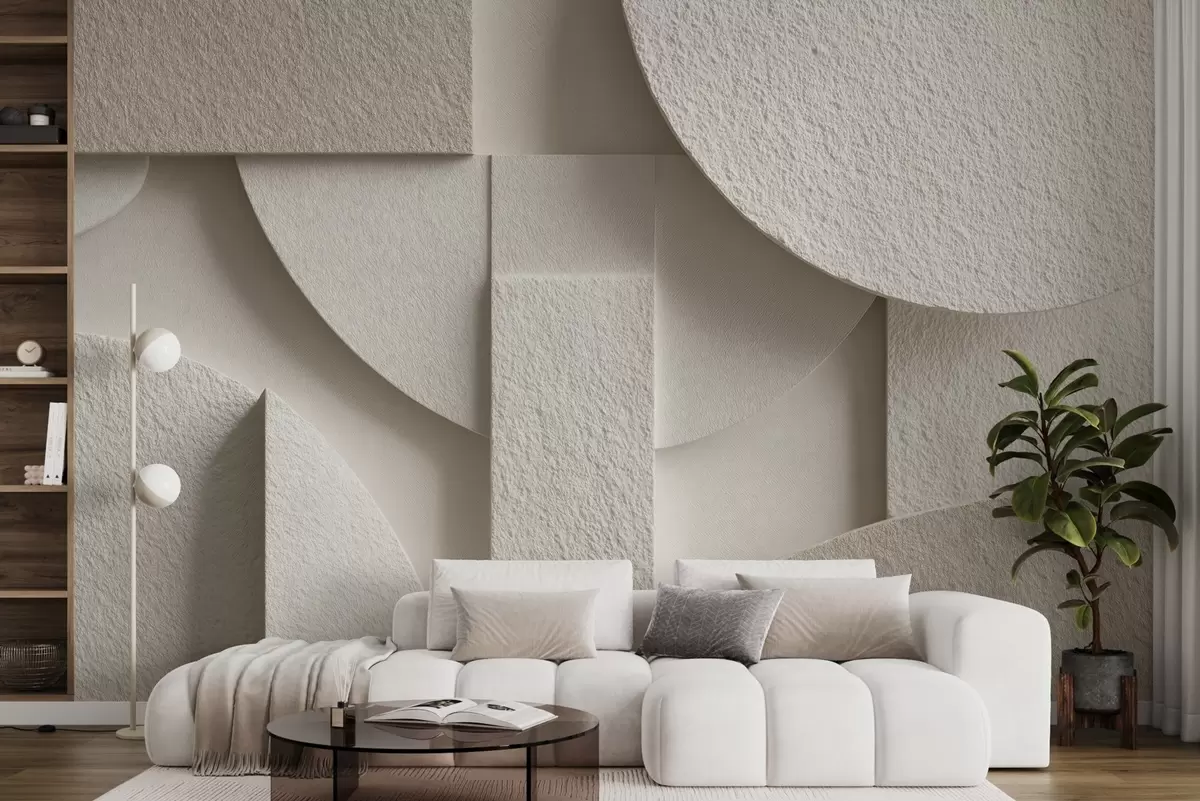 Fototapetai Abstrakti smėlio spalvos geometrinių figūrų kompozicija w04395