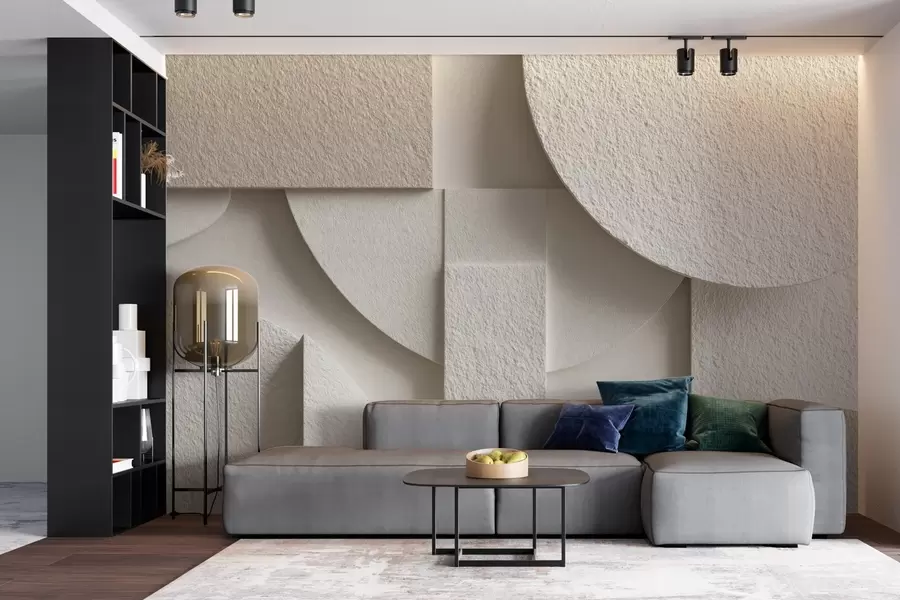 Fototapetai Abstrakti smėlio spalvos geometrinių figūrų kompozicija w04395