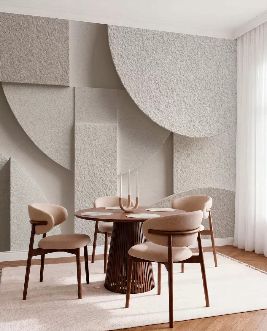 Fototapetai Abstrakti smėlio spalvos geometrinių figūrų kompozicija w04395