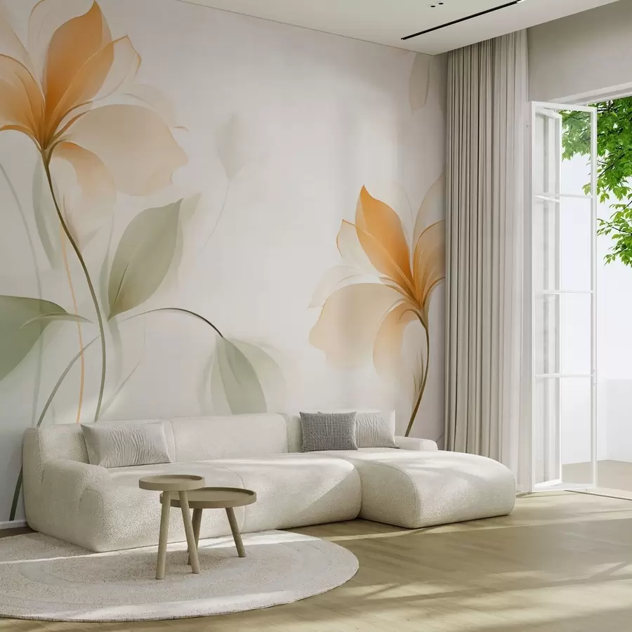 Fototapetai Skaidrūs žiedai su sodriai oranžiniu centru w04397v1