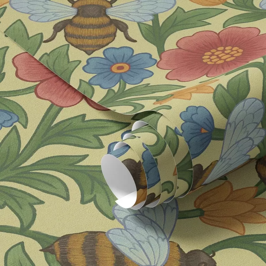 Fototapetai Ryškūs žiedai su didelėmis bitėmis a00315