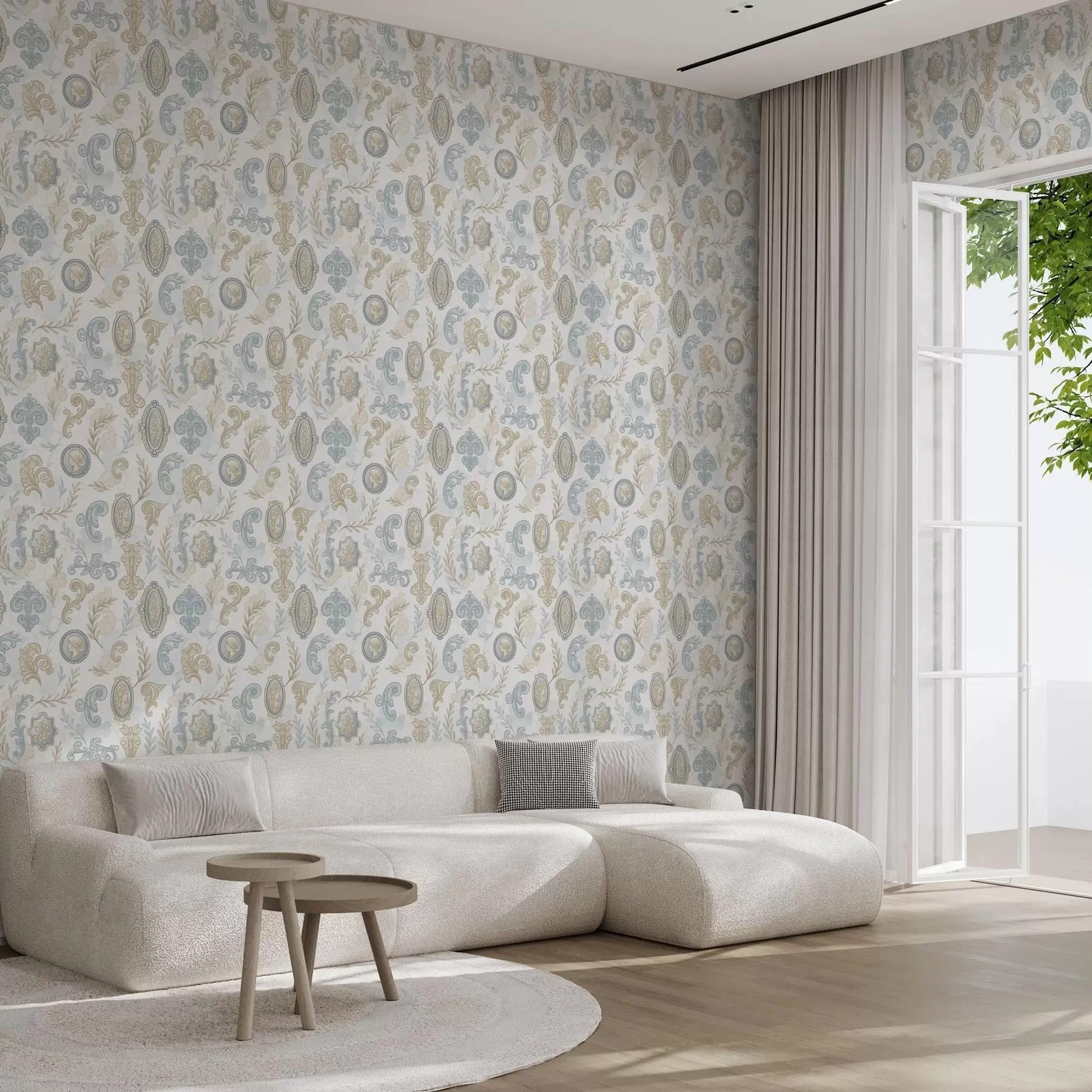 Fototapetai Klasikinis ornamentas su medalionais ir raštais a00319