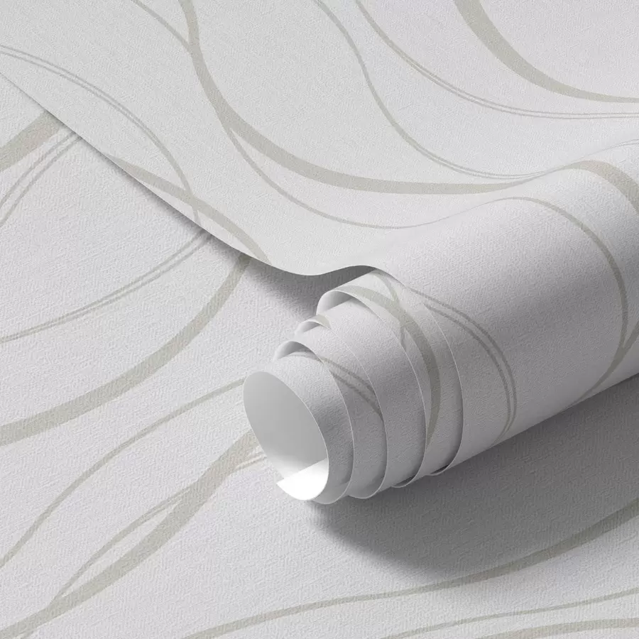 Fototapetai Abstrakčios banguotos smėlio spalvos linijos baltame fone a00480