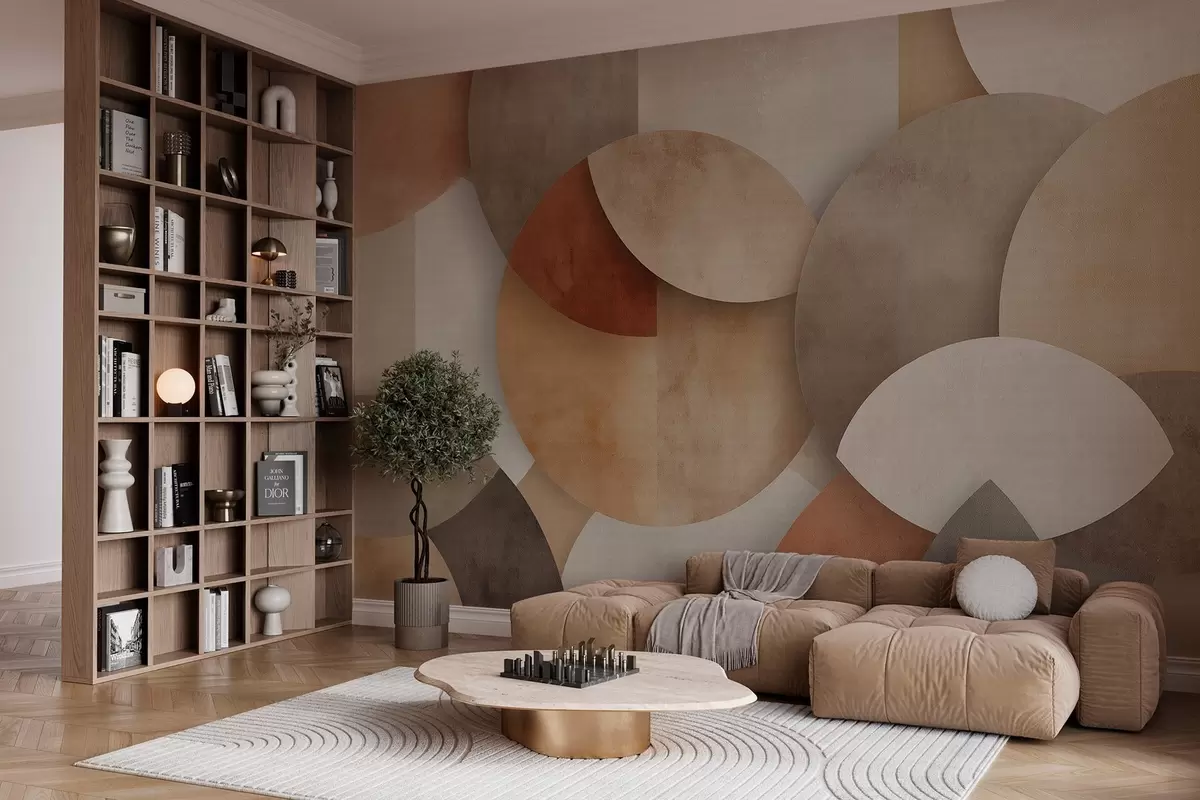 Fototapetai tekstūruota abstrakti geometrija šiltais rudos ir ochros tonais w04310