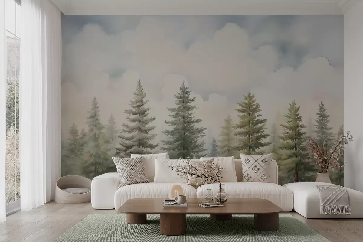 Fototapetai Spygliuočių miško imitacijos paveikslas w04414