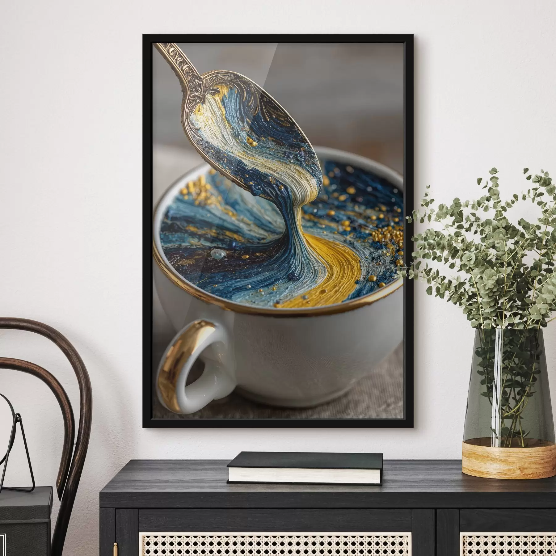 Fototapetai Abstrakti kompozicija: Van Gogo stiliaus mišrios spalvos puodelyje f45545