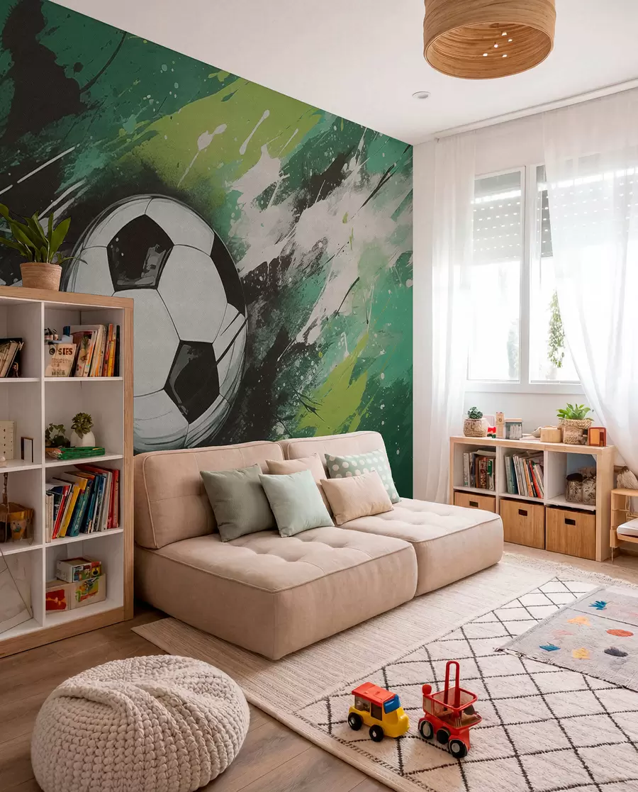 Fototapetai Futbolas žaliais potėpiais w04467