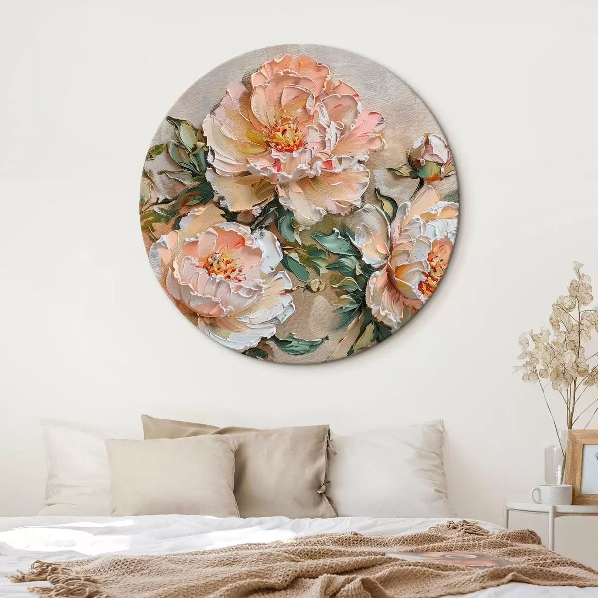 Apvalūs paveikslai Bijūnų impasto imitacija r45447