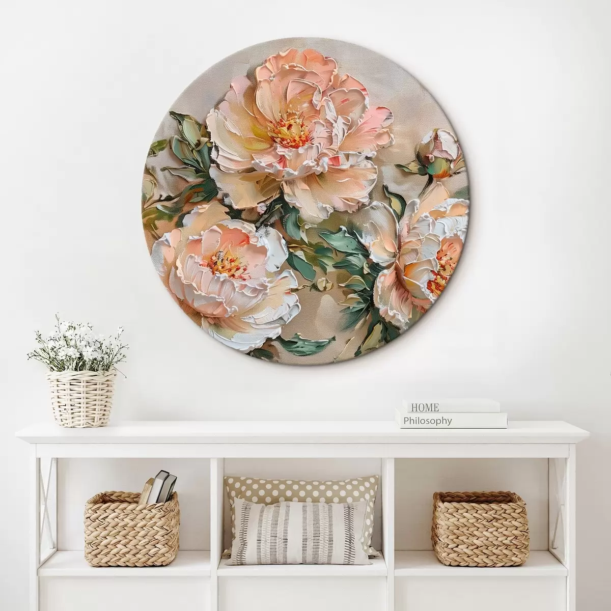 Apvalūs paveikslai Bijūnų impasto imitacija r45447