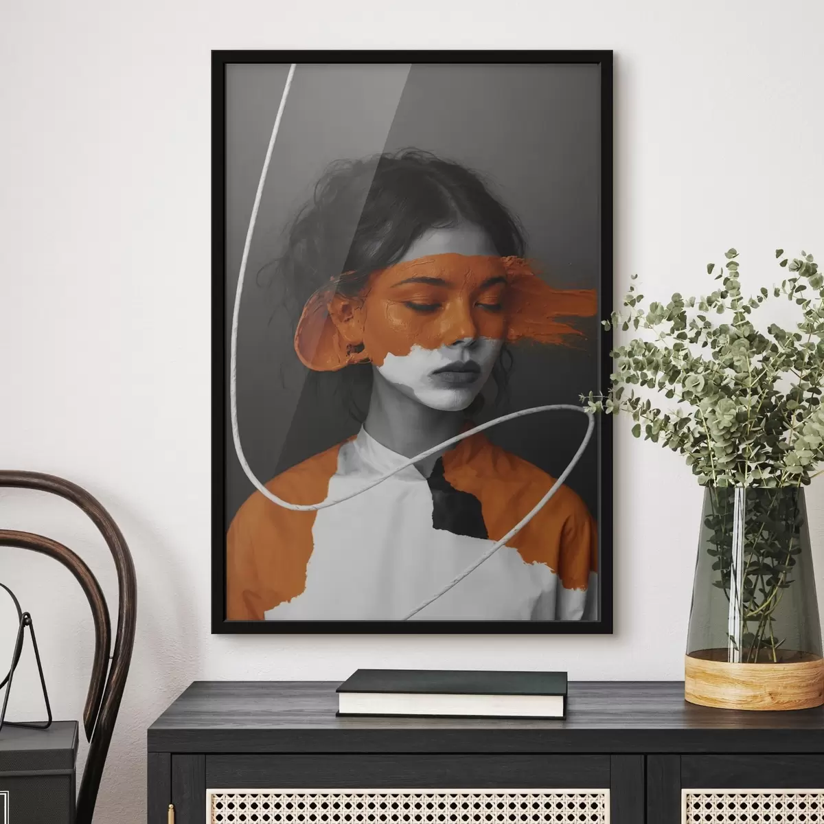 Plakatas Violetinė gėlė tūrinės tapybos stiliumi f45495