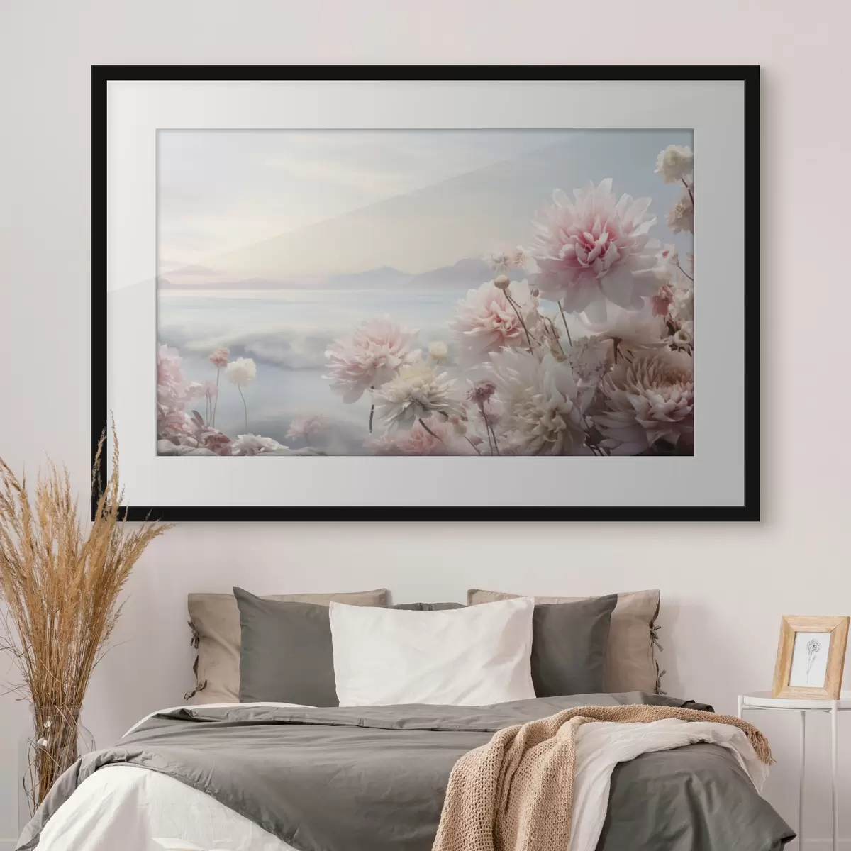 Plakatas Abstraktus paveikslas baltais, mėlynais ir tamsiai mėlynais tonais f45496