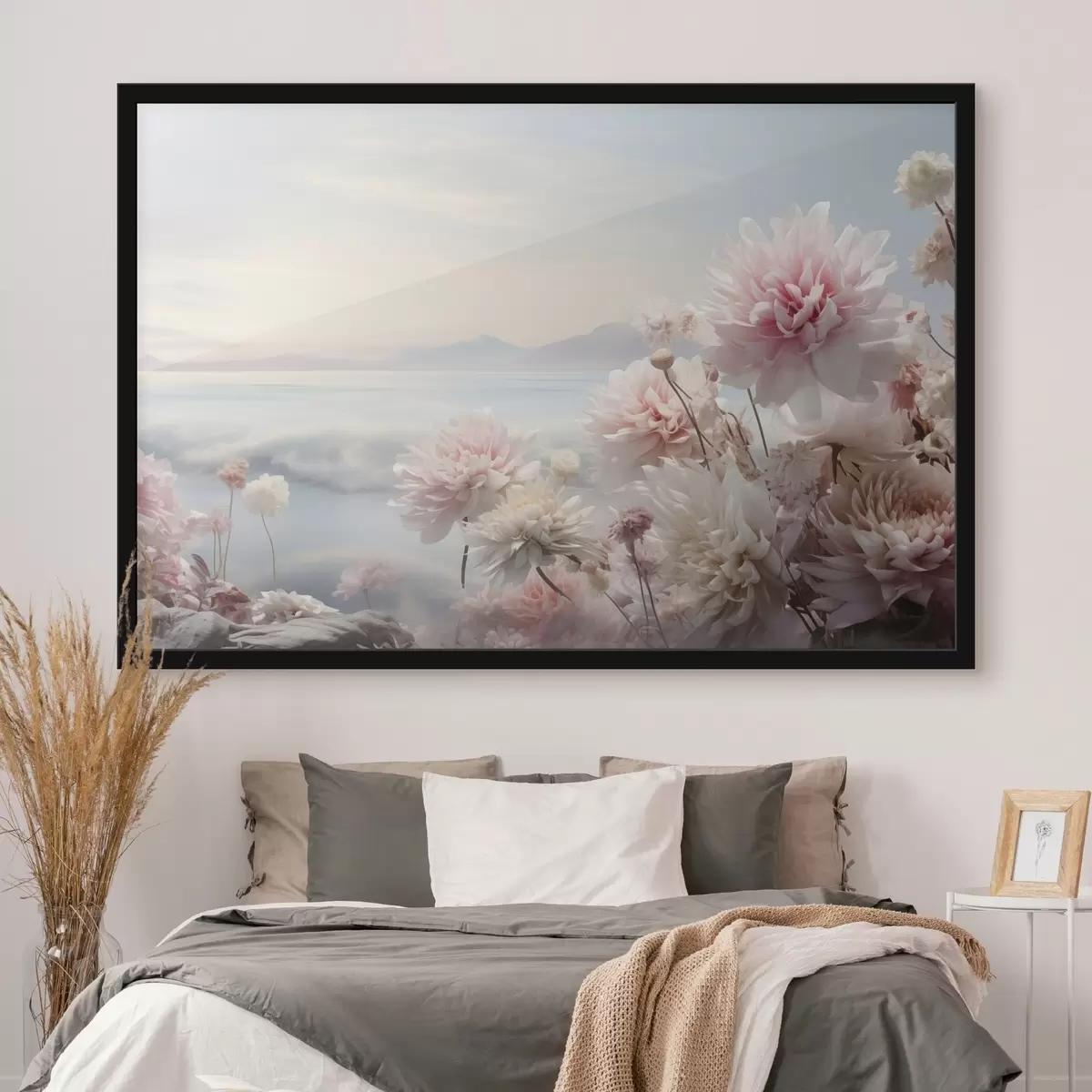 Plakatas Abstraktus paveikslas baltais, mėlynais ir tamsiai mėlynais tonais f45496