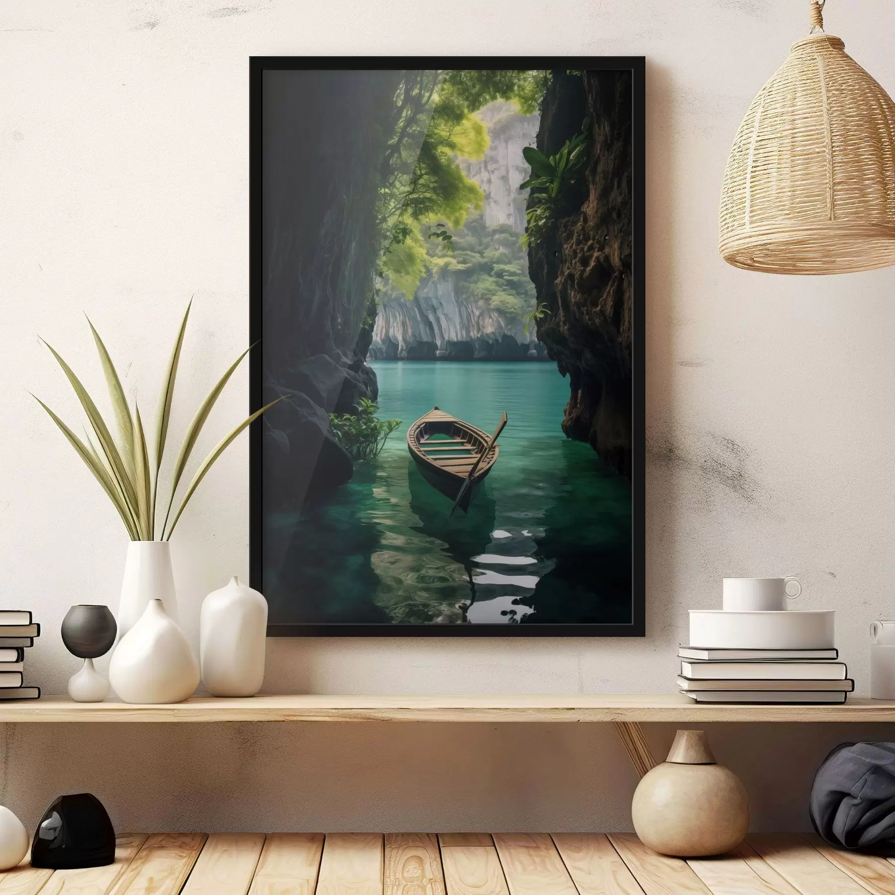 Fototapetai Vienišas medis ant ežero po rausvu dangumi f45507