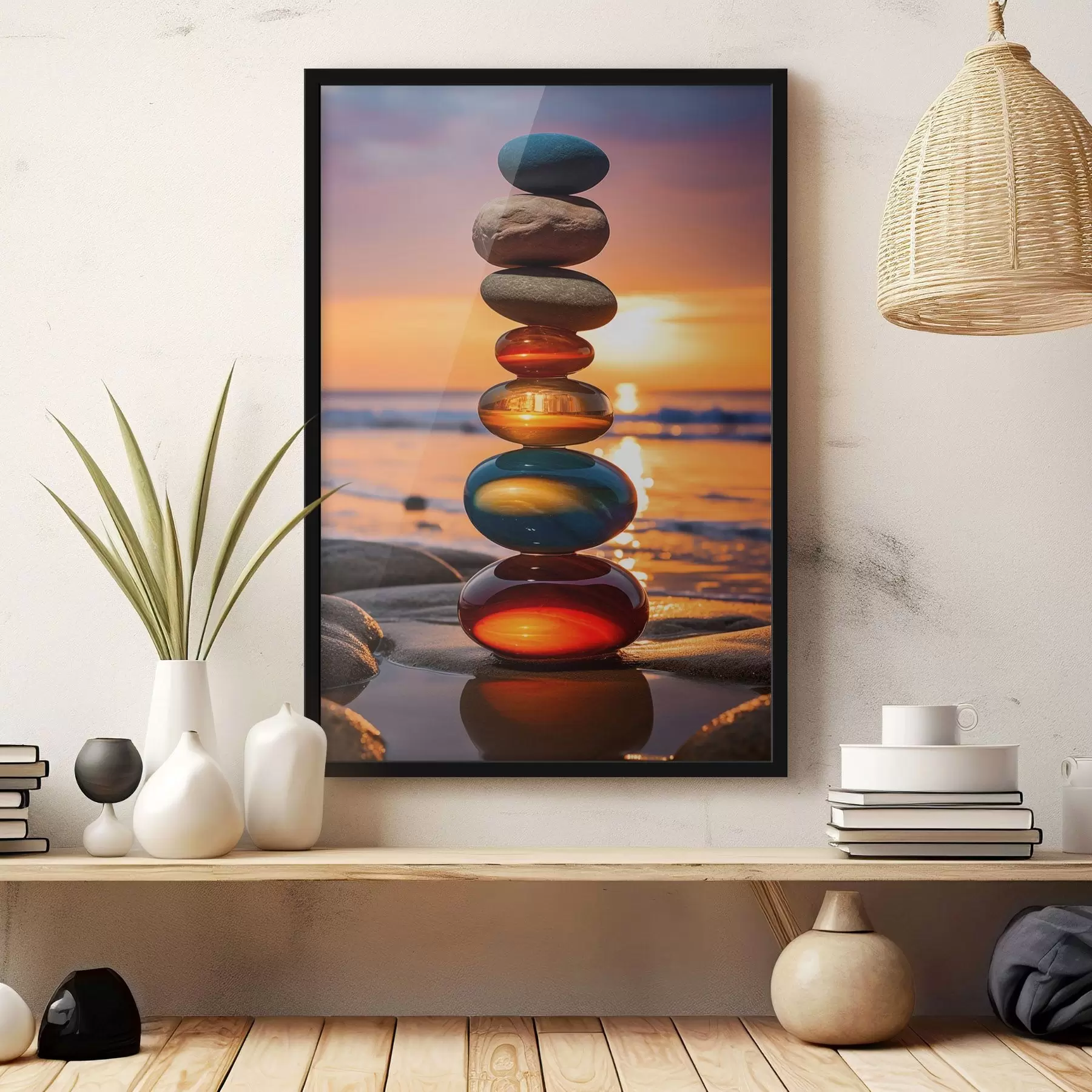 Fototapetai Akmenų krūvos saulėlydžio fone f45520