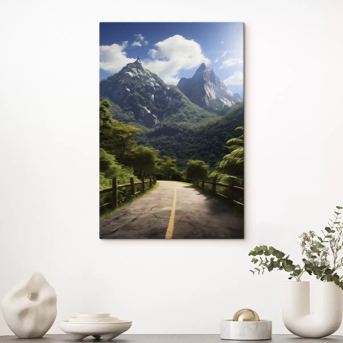 Paveikslėlis Kalnų kelias tarp žalių medžių s45525