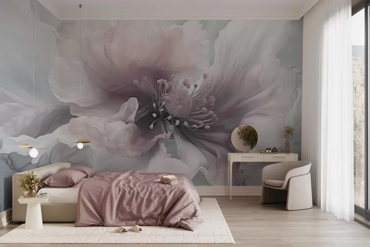 Fototapetai Švelni rožinės ir baltos spalvos žiedlapių gėlė w04446