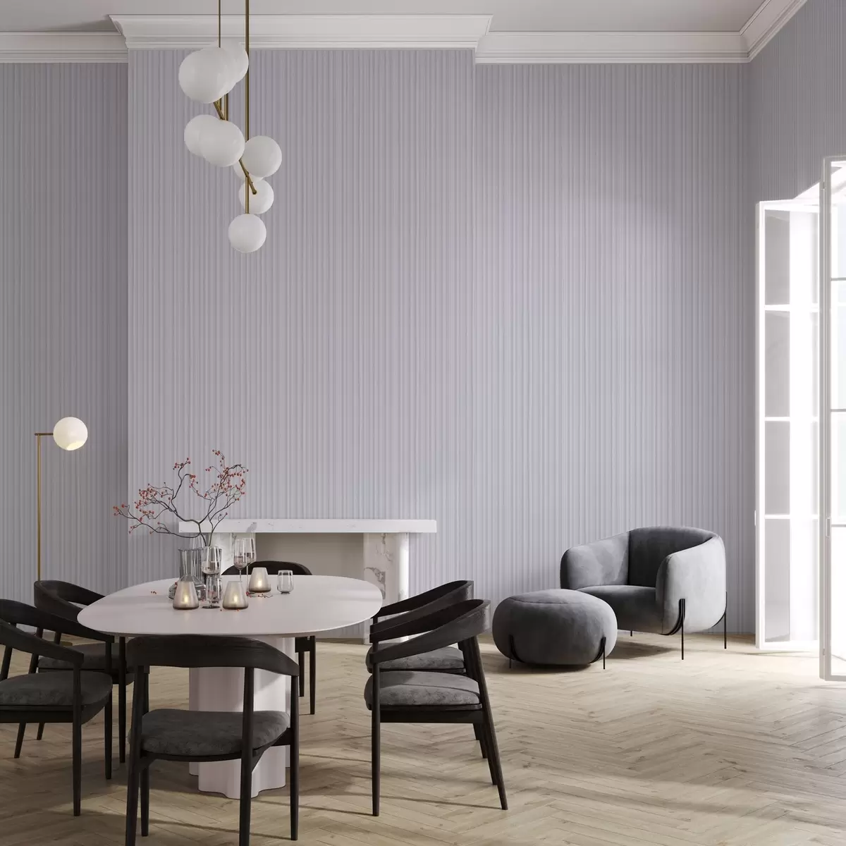 Tapetai Pastelinių atspalvių levandų juostelės a00511