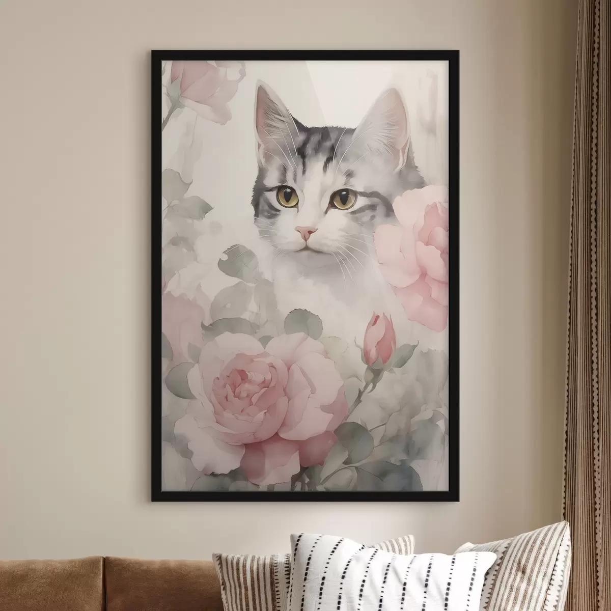Plakatas Katė tarp rožių f45673