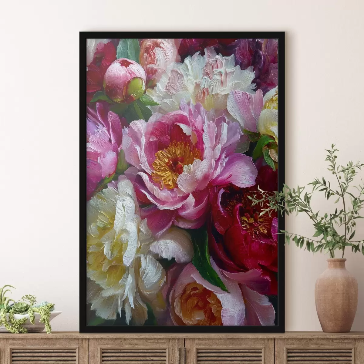 Plakatas Sodrūs bijūnai impasto technika f45595