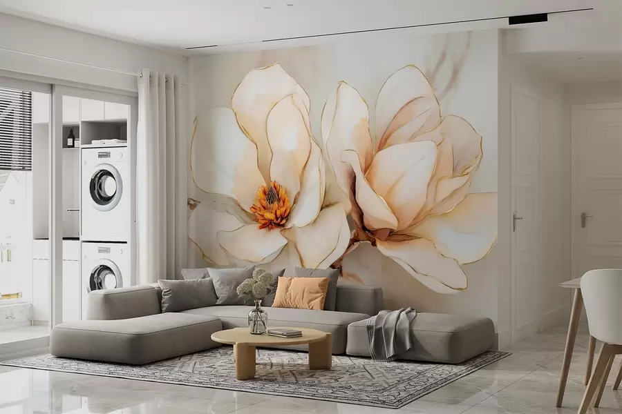 Fototapetai Dideli šviesūs magnolijos žiedai švelniais žiedlapiais w09308