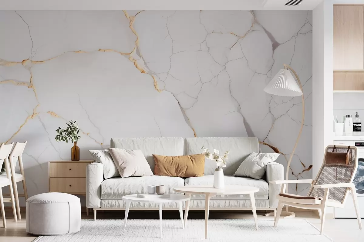 Fototapetai Marmuro imitacija su smulkiais įtrūkimais ir geltonomis gyslomis w09390