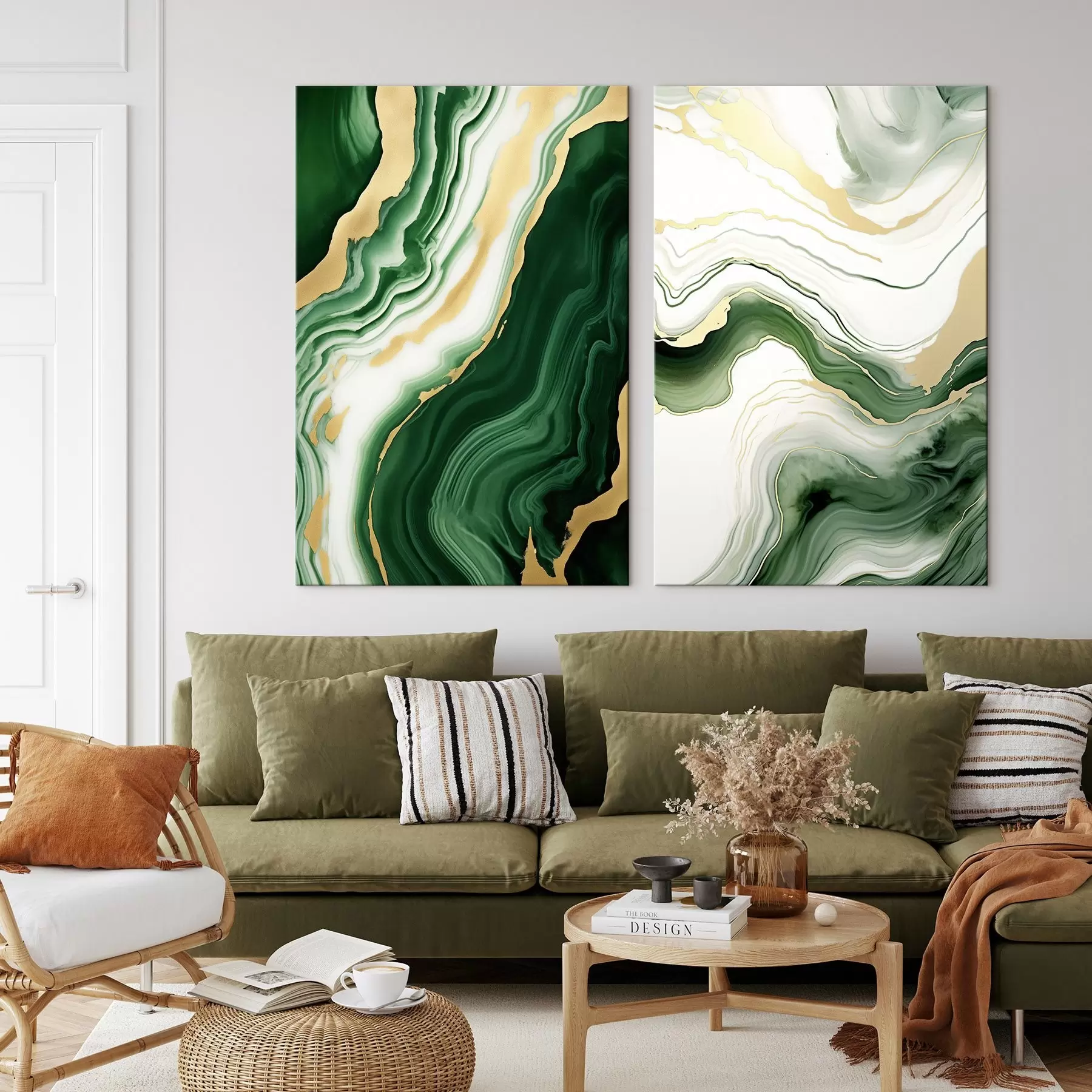 Paveikslėlis Žalio ir balto marmuro tekstūros su oranžinės ir geltonos spalvos gyslomis m00688