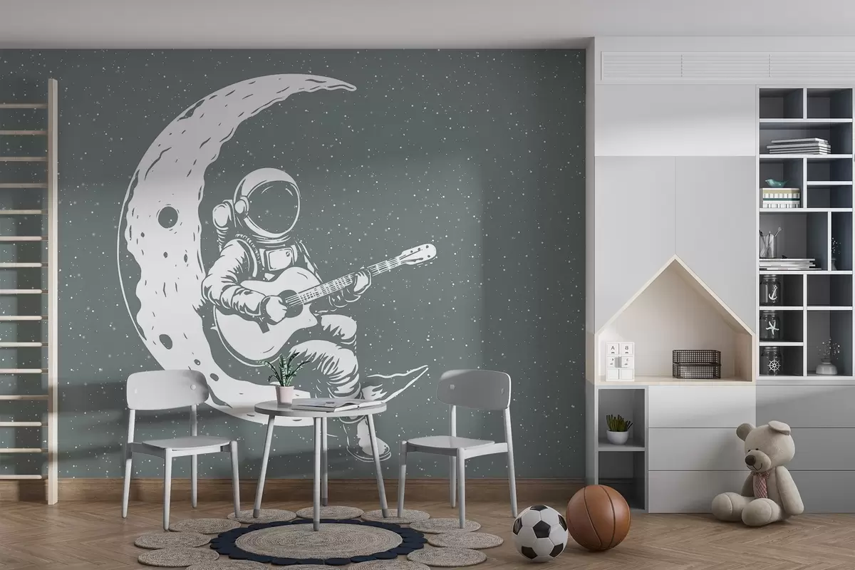 Fototapetai Kosmonautas, mėnulis, gitara w04514v1