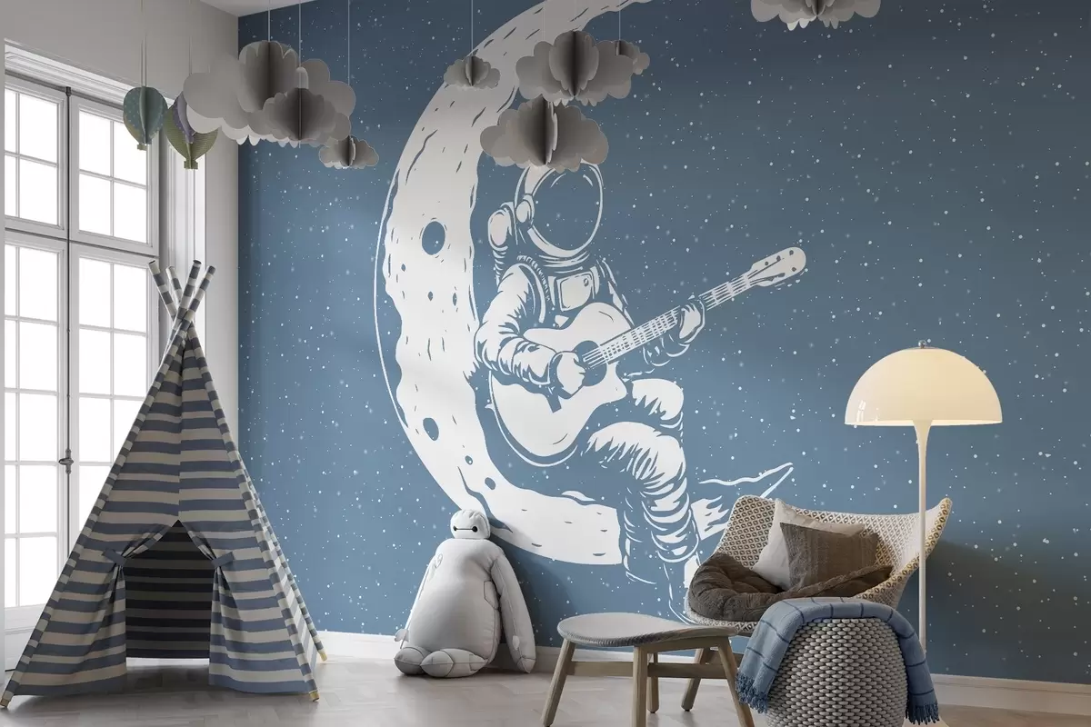 Fototapetai Kosmonautas, mėnulis, gitara w04514v2