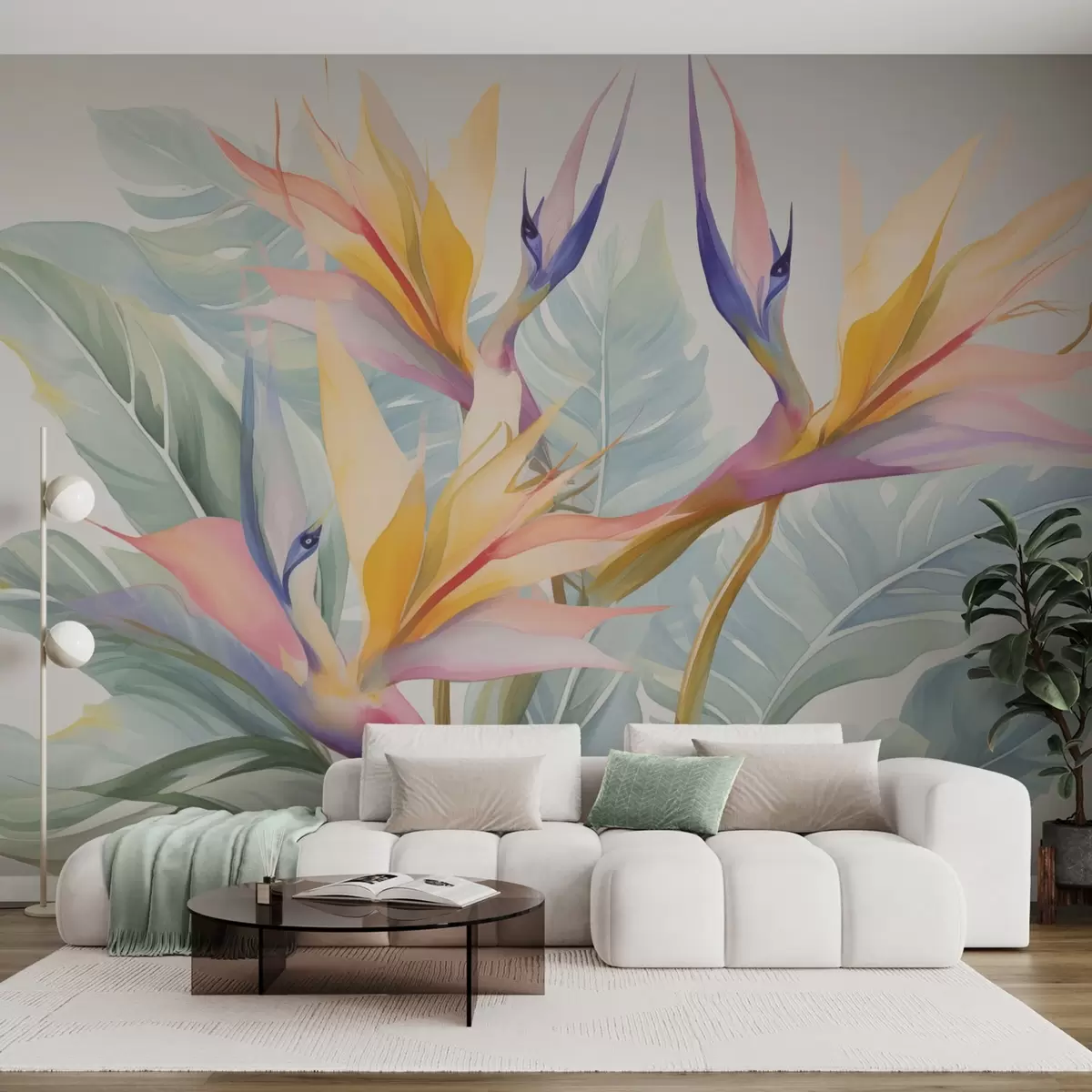 Fototapetai Strelitzia gėlės ir lapai w04527