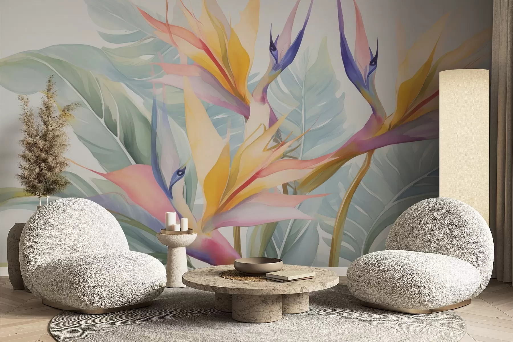 Fototapetai Strelitzia gėlės ir lapai w04527