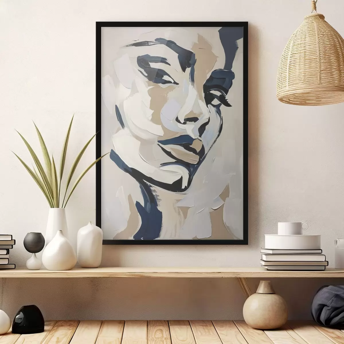 Plakatas Abstraktus moters portretas su imituotais teptuko potėpiais f45593