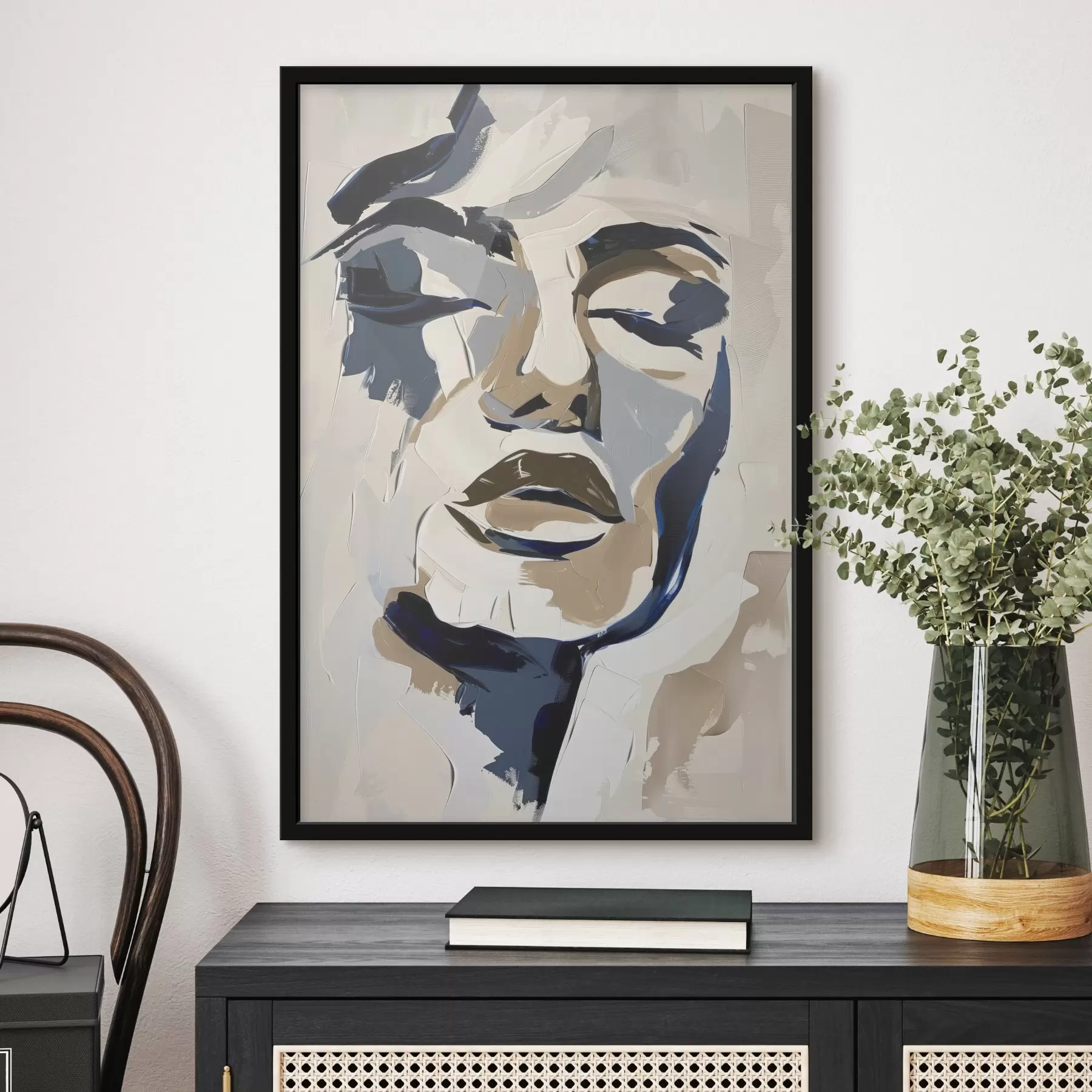 Fototapetai Abstraktus moters portretas su imituotais teptuko potėpiais f45743