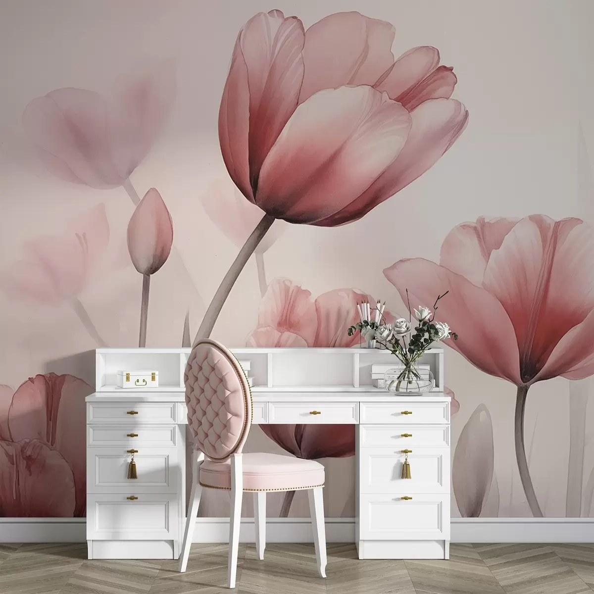 Fototapetai Tulipai su degimo efektu ir tekstūra w04519