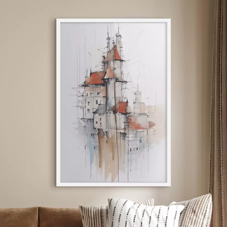 Fototapetai Namų imitacijos eskizas ir akvarelė f45764