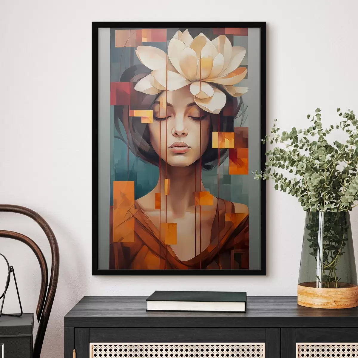Plakatas Moteris su gėle f45796